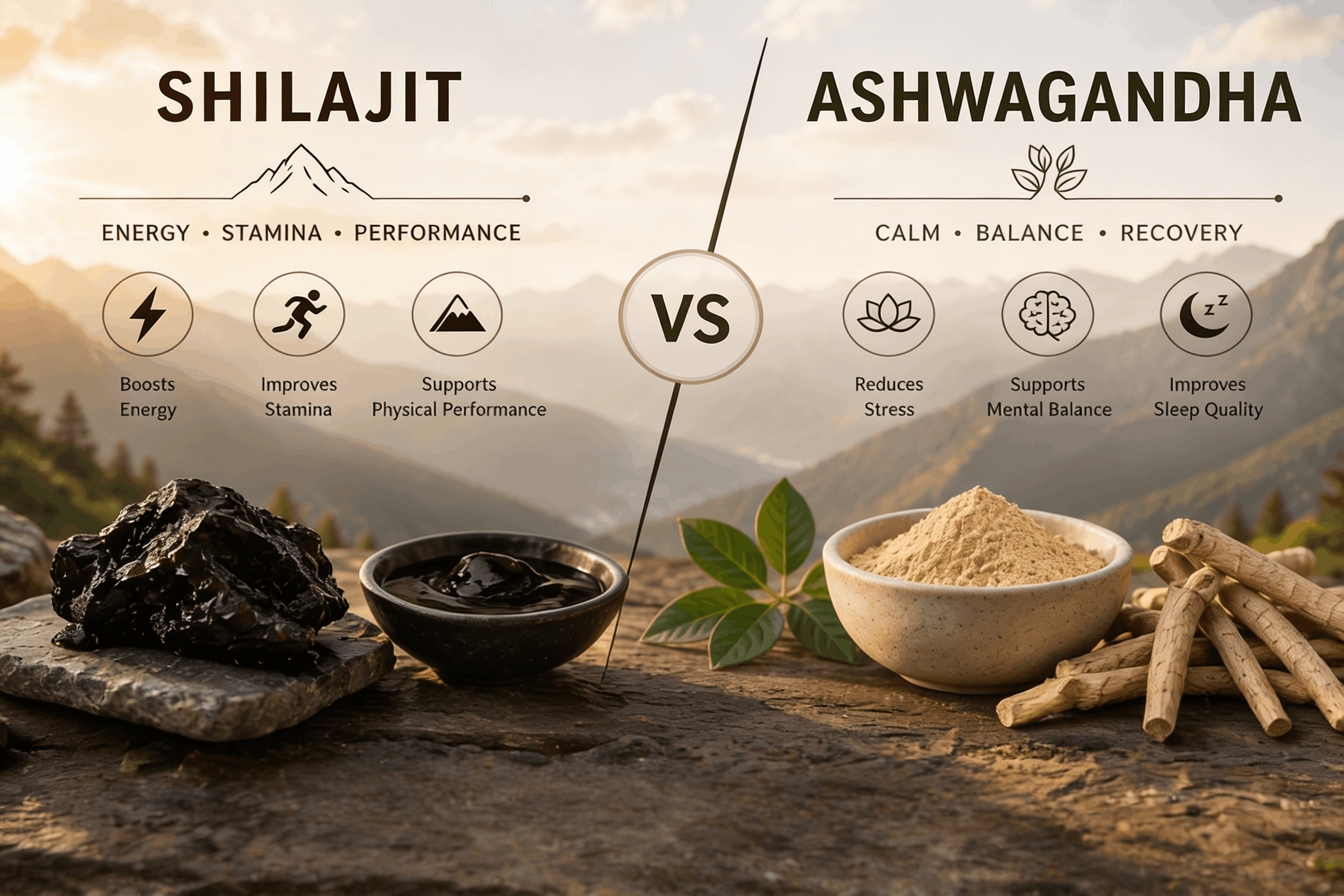 Shilajit vs ashwagandha: two of nature's most powerful adaptogens how they differ and why they work best together