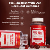 BetterAlt Beet Root Gummies | Pure Beet Root Powder | Strawberry Flavor | Supports High Absorption - 30 Gummies | Lab-tested for Purity