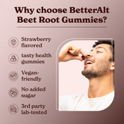 BetterAlt Beet Root Gummies | Pure Beet Root Powder | Strawberry Flavor | Supports High Absorption - 30 Gummies | Lab-tested for Purity