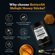 GOLD+ Shilajit Honey Sticks | Pure Himalayan Resin, Honey & Saffron | Energy, Strength & Cognitive Support