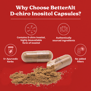 BetterAlt Inositol Capsules| Contains Shatavari, Cinnamon, Chasteberry| D-Chiro Inositol for Hormone Balance & Regulated Cycles | Supports Reproductive Health | 60 Capsules