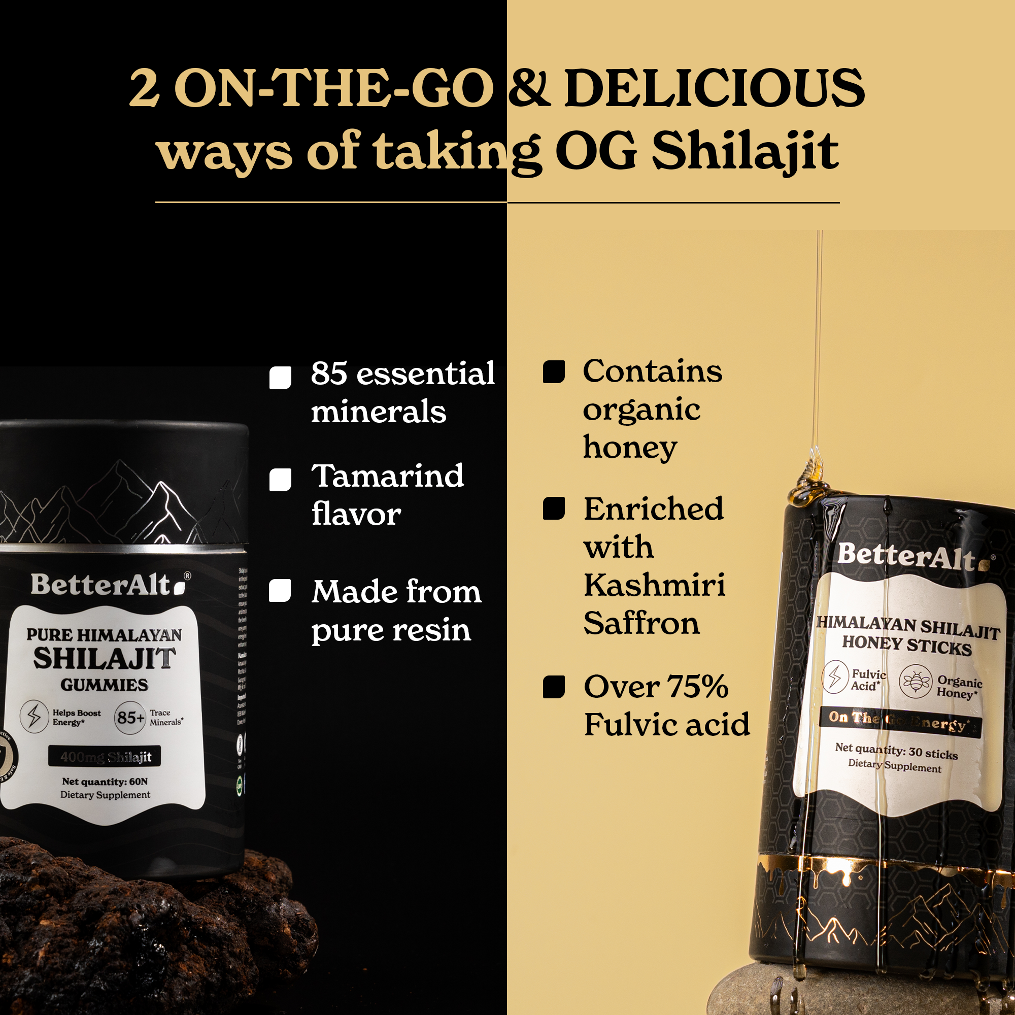 Shilajit Cinnamon Honey Sticks + Shilajit Gummies (Mango Flavor)