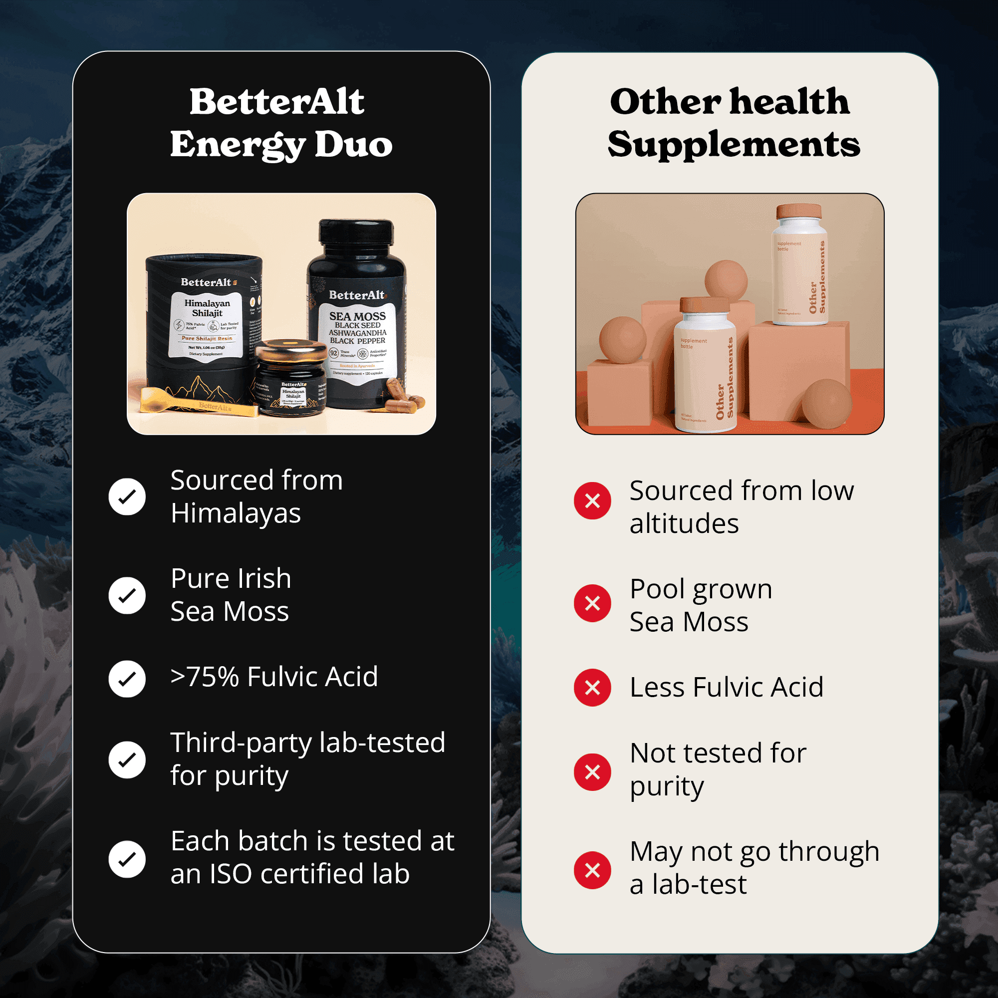 BetterAlt Ultimate Energy Duo | Shilajit Resin & Sea Moss Capsules