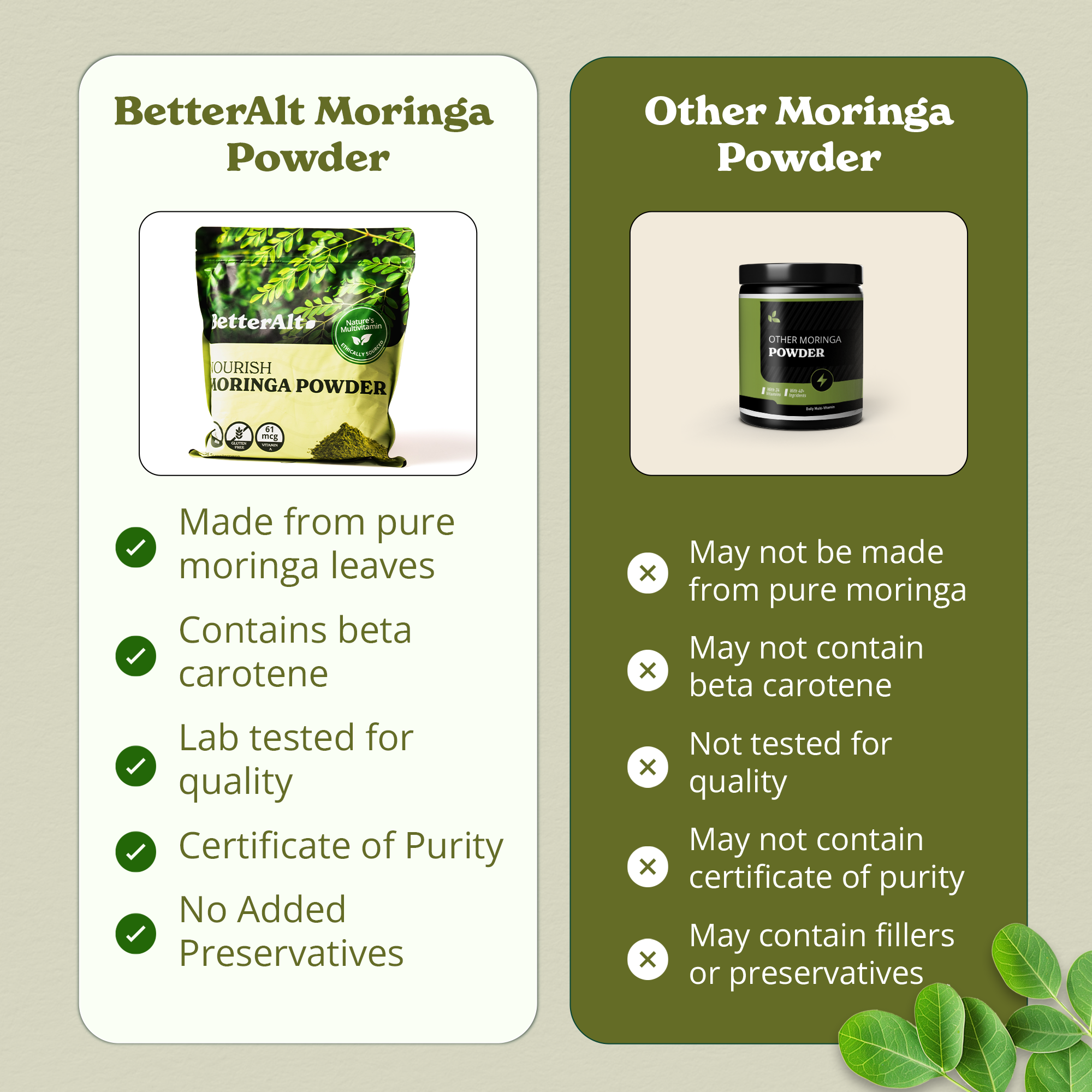 Organic moringa powder