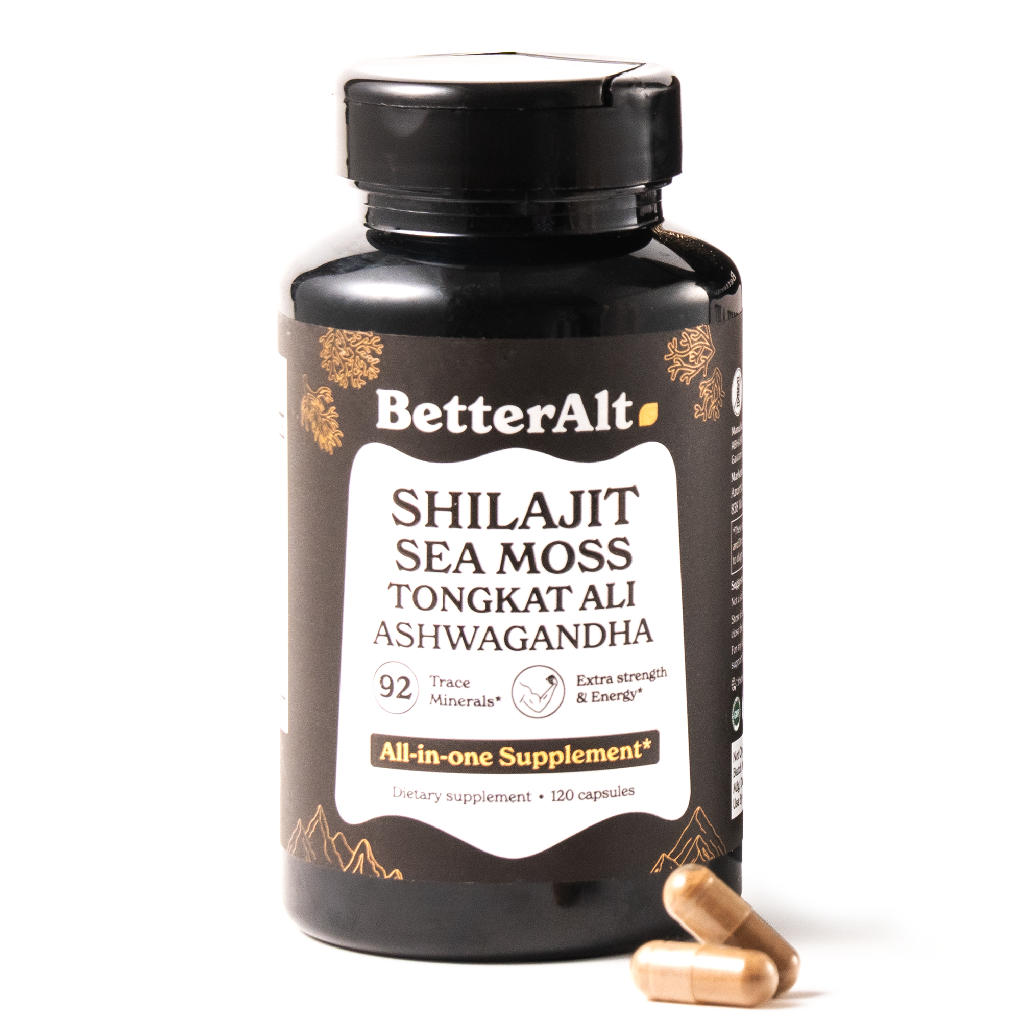 GOLD+ Shilajit Capsules | with Ashwagandha, Sea Moss, Tongkat Ali & More | 10-in-1 Supplement