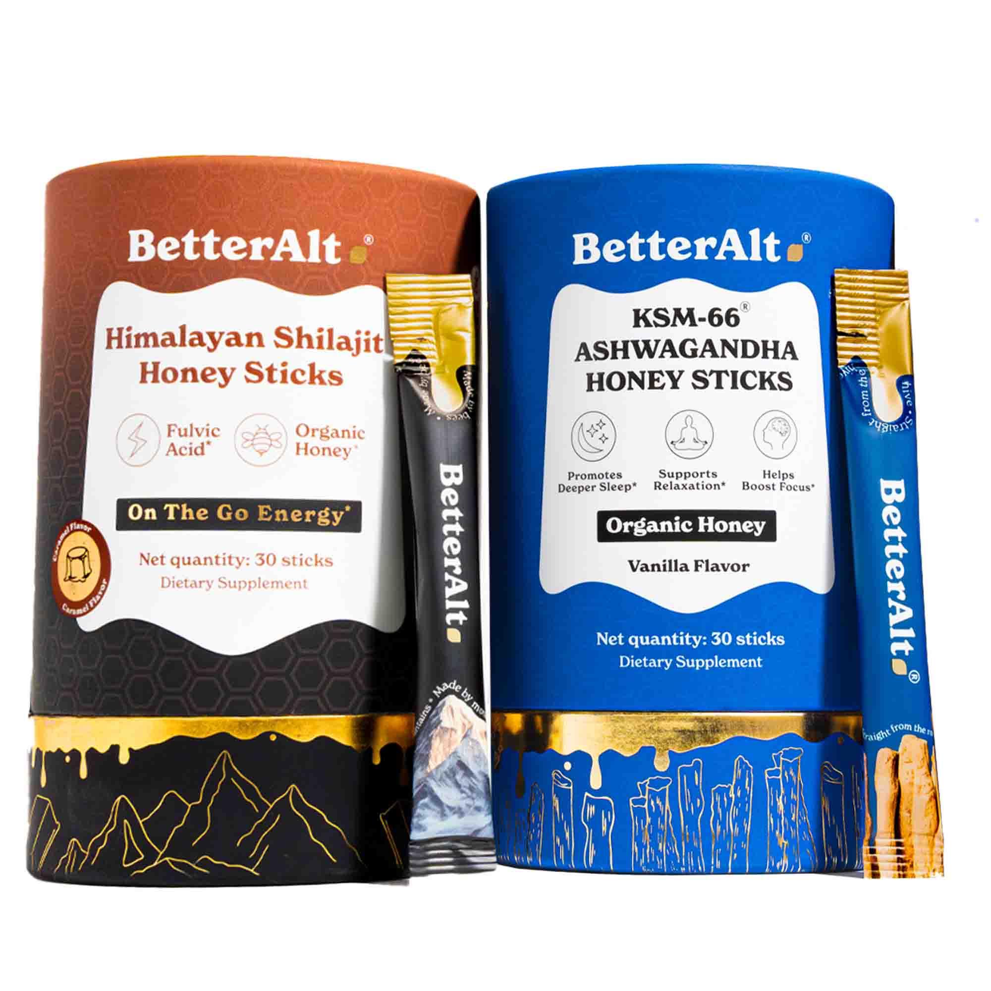 Ashwagandha+ Caramel Shilajit Honey Sticks