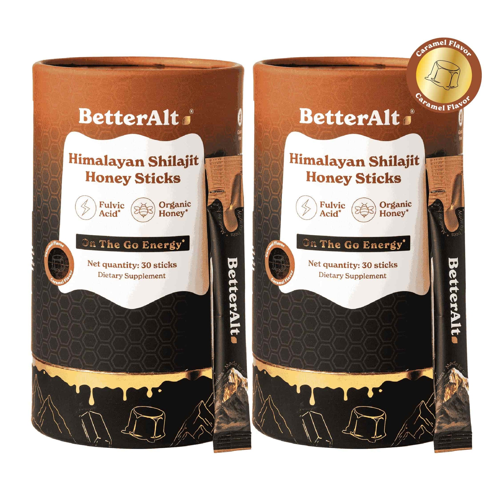 Caramel Shilajit Honey Sticks Pack of two