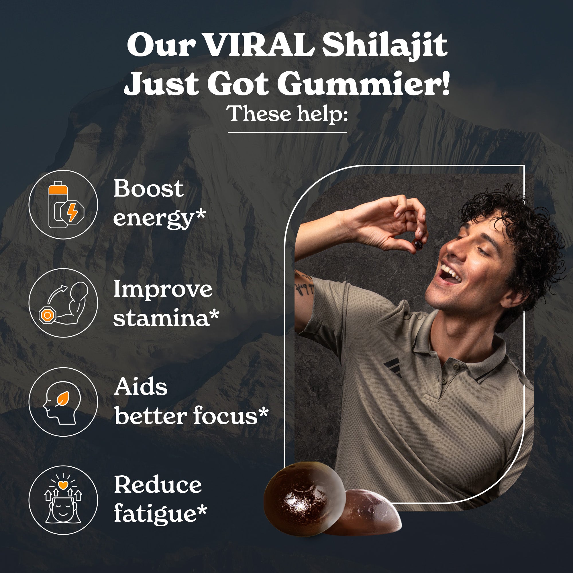 Pure Shilajit Resin Gummies | Sourced from 16,000ft for Energy, Strength & Cognitive Support