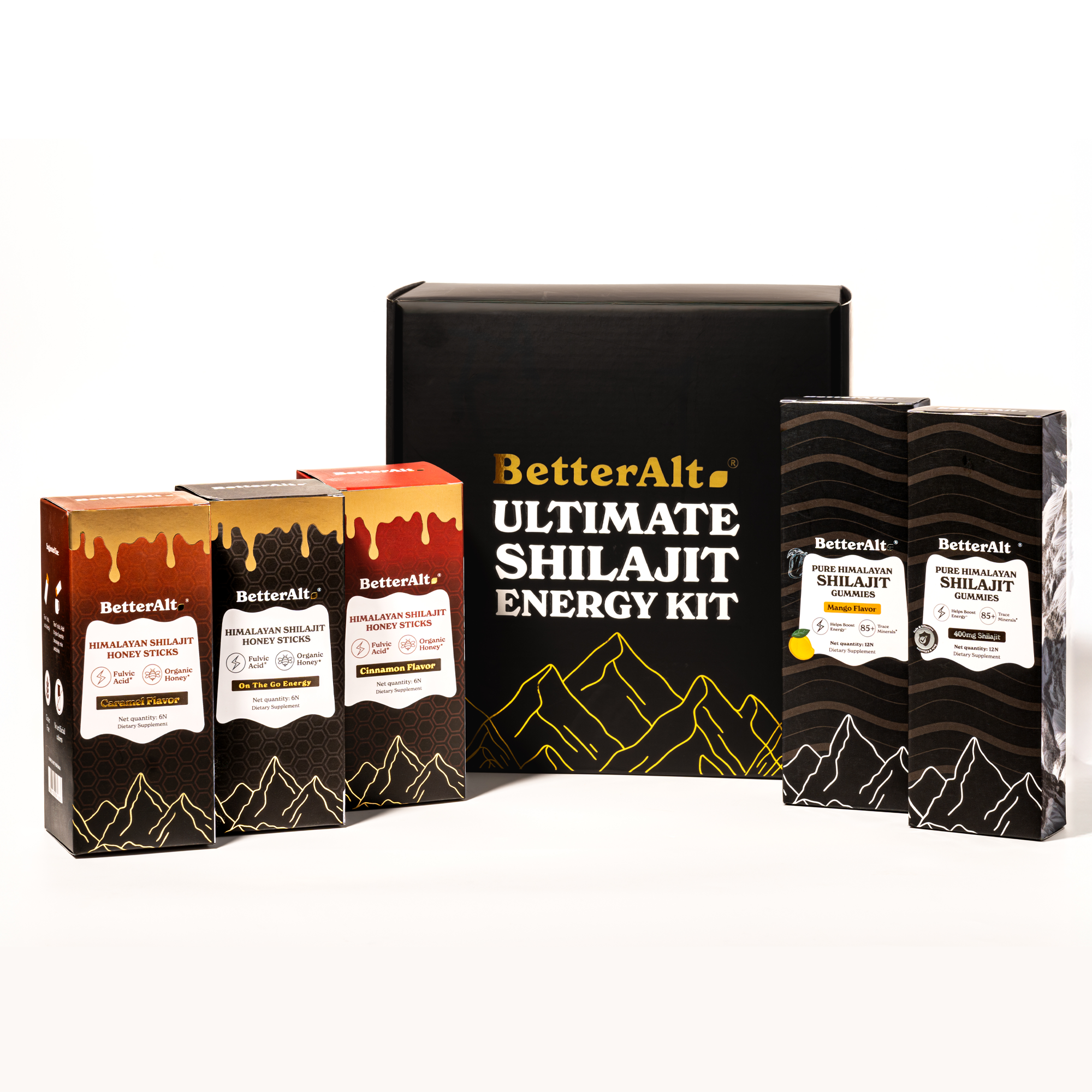 BetterAlt Ultimate Shilajit Energy Kit | Himalayan Superfood | Improves Energy, Strength, & Cognitive Support | Lab-tested | Sourced from 16,000 ft. in the Himalayas