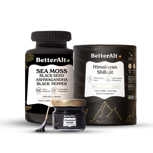 BetterAlt Ultimate Energy Duo | Shilajit Resin & Sea Moss Capsules | Lab-tested for Purity