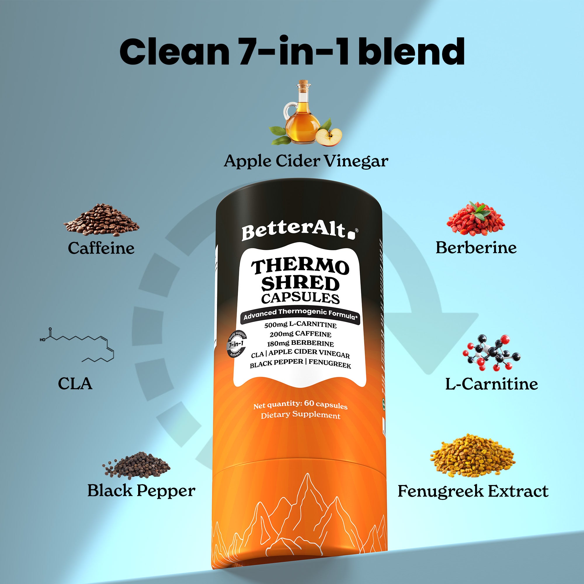 TSC60-US
TSC60X3-US
Thermo Shred capsules for weight loss by BetterAlt - ThermoShred Capsules