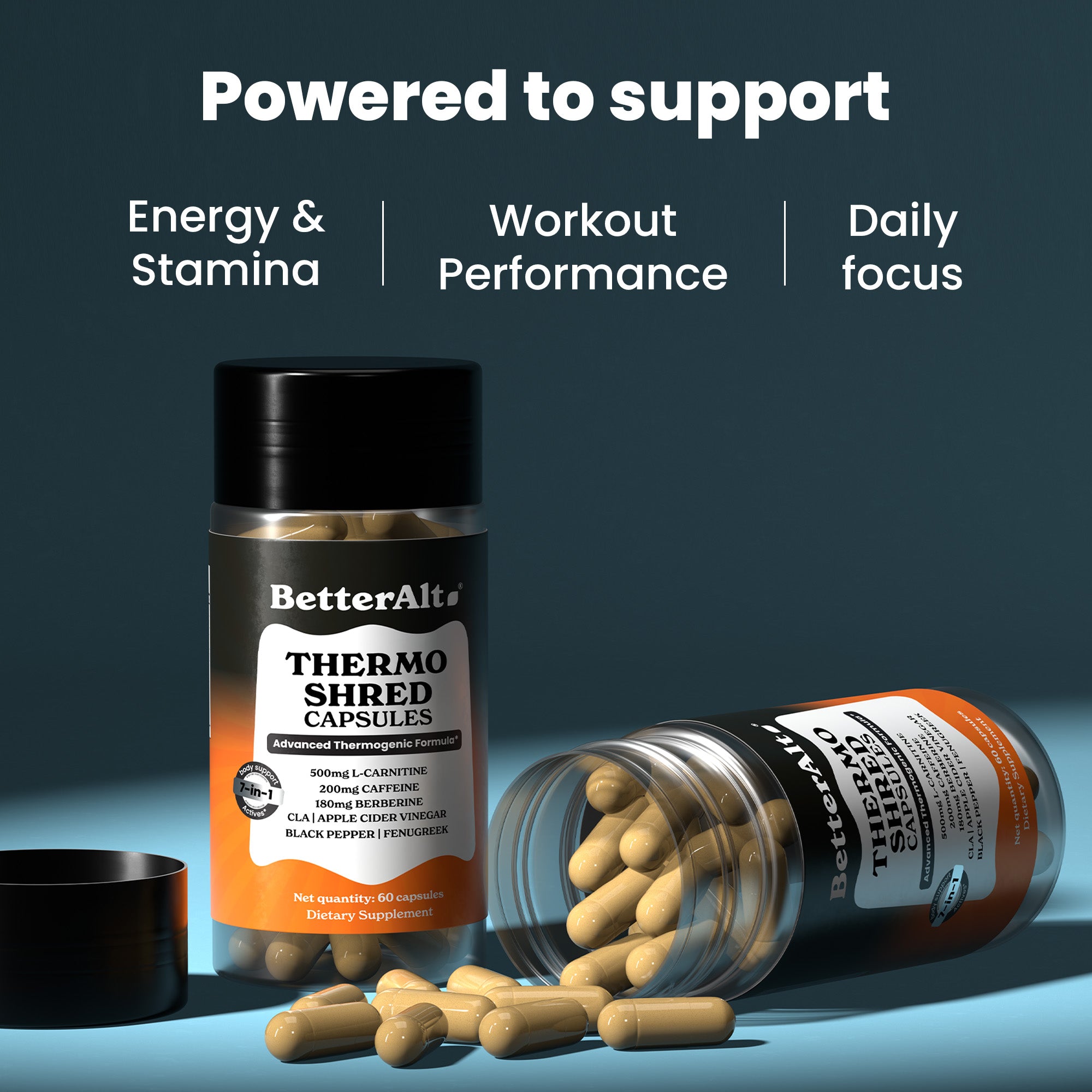 TSC60-US
TSC60X3-US
Thermo Shred capsules for weight loss by BetterAlt - ThermoShred Capsules