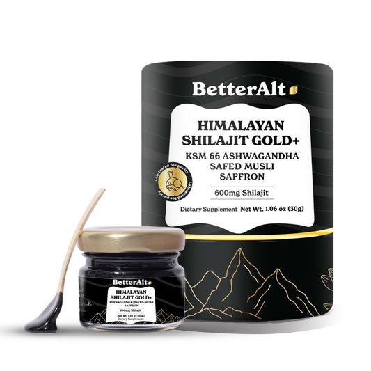 GOLD+ Himalayan Shilajit | with Ashwaganda, Safed Musli, Saffron | Natural Pre-workout supplement for Energy | 30g, 75 servings