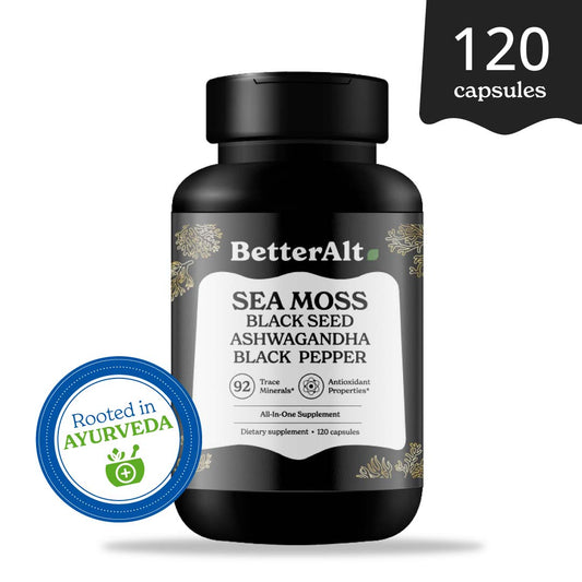 Sea Moss Capsules | With Ashwagandha, Black Seed, and Black Pepper | 120 Caps