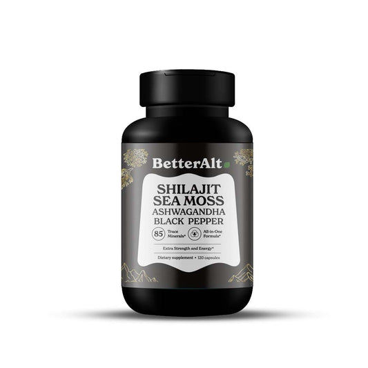 All-in-one Supplement | Shilajit + Sea Moss Capsules | With Ashwagandha, Black Pepper, and Fulvic Acid | 120 Caps |  Lab Tested